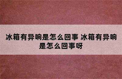 冰箱有异响是怎么回事 冰箱有异响是怎么回事呀